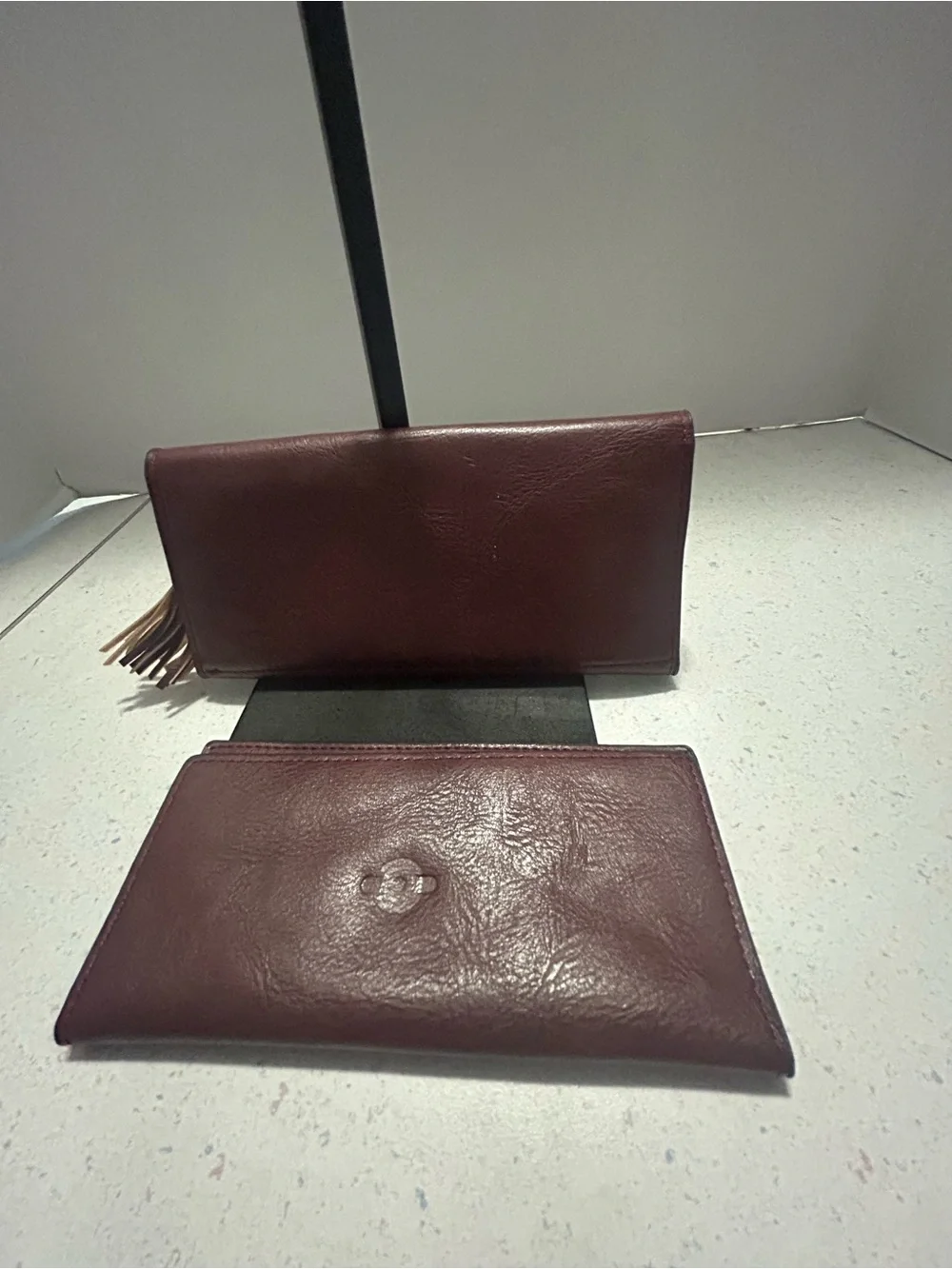 Maroon Leather Clutch Wallet and Card Holder